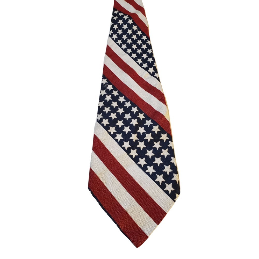 Vintage Rhynecliffe Mens Tie Necktie Designer Red White Blue‎ American Flag